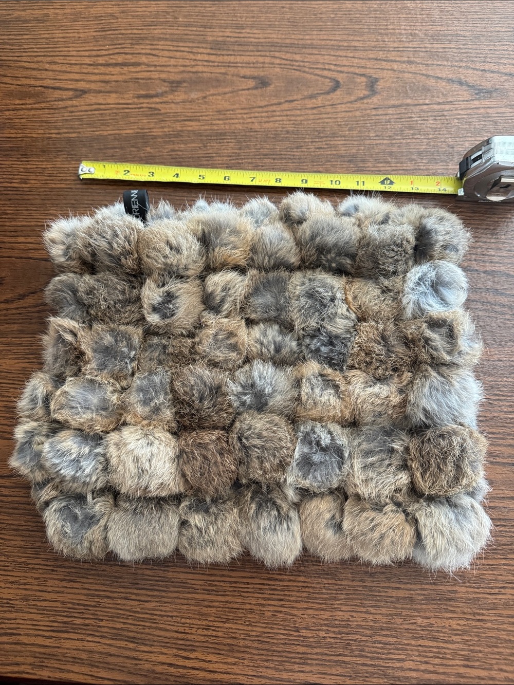 Adrienne Landau Pom Real Fur Neck Muff in Brown and Gray warm and stylish
